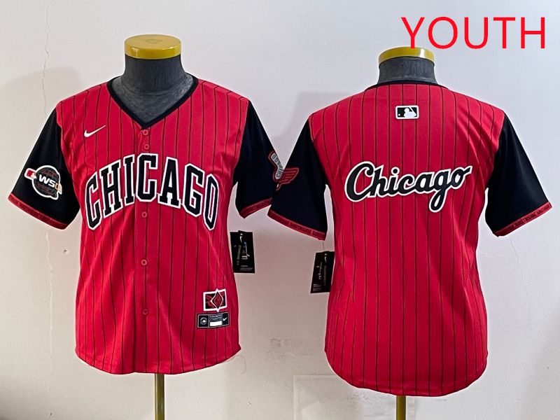 Youth Chicago White Sox Blank Red Stripe Joint Name Nike 2025 MLB Jersey style 16->youth mlb jersey->Youth Jersey